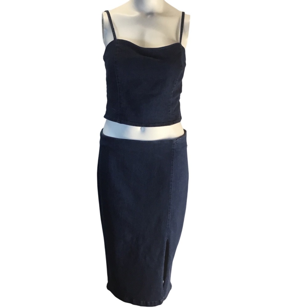 Belle Vere Denim Skirt W/Crop Top‎ sZ Medium NWT